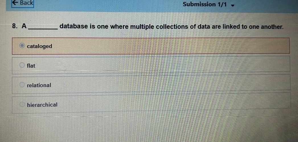 Back Submission 1 1 8 . A database is one where
