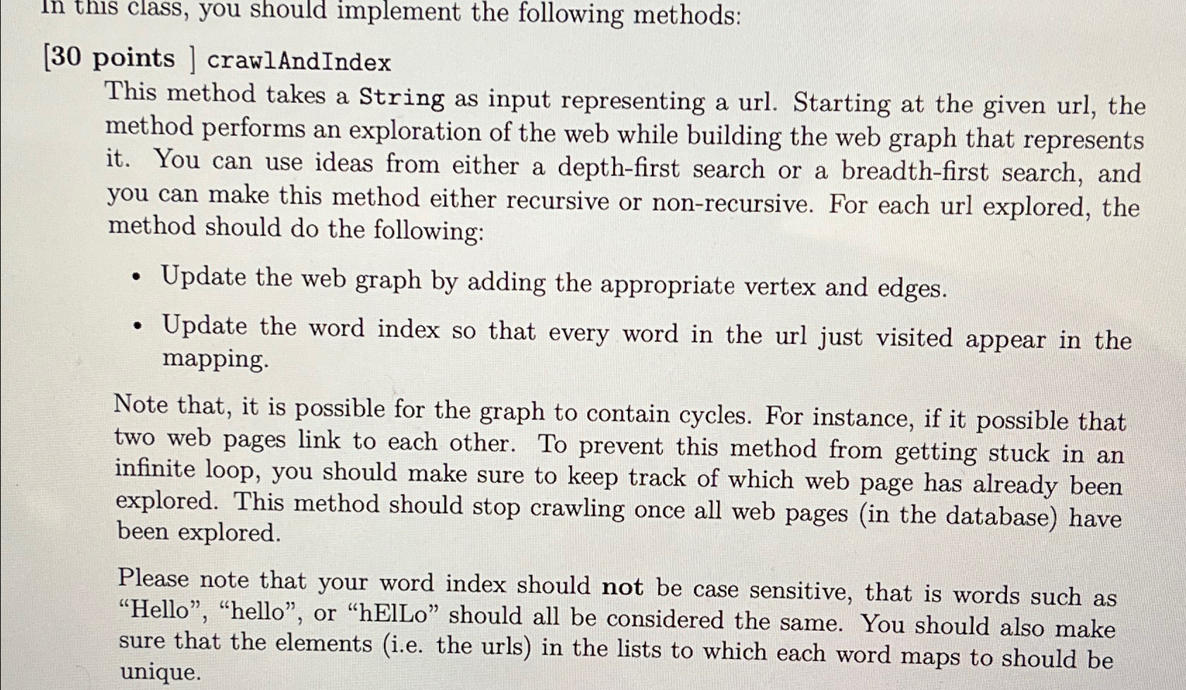 In this class, you should implement the following
