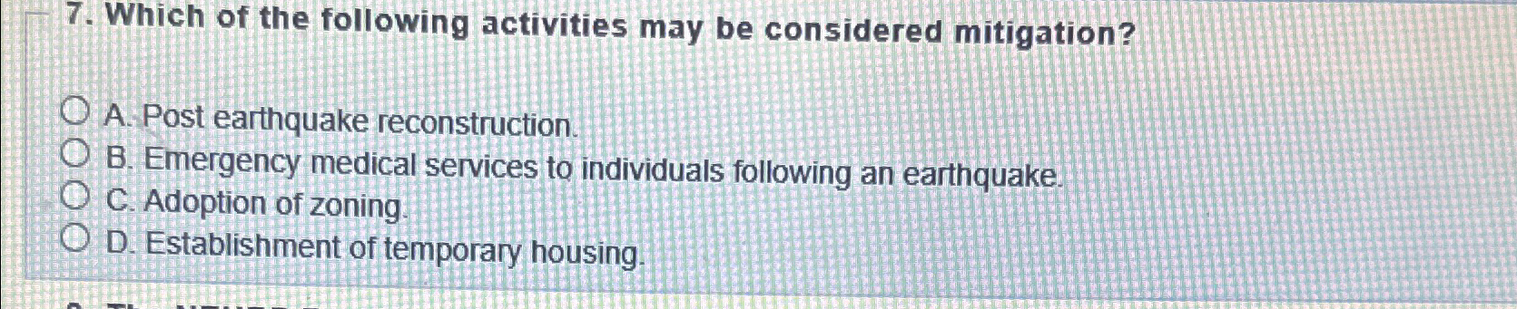 Which of the following activities may be