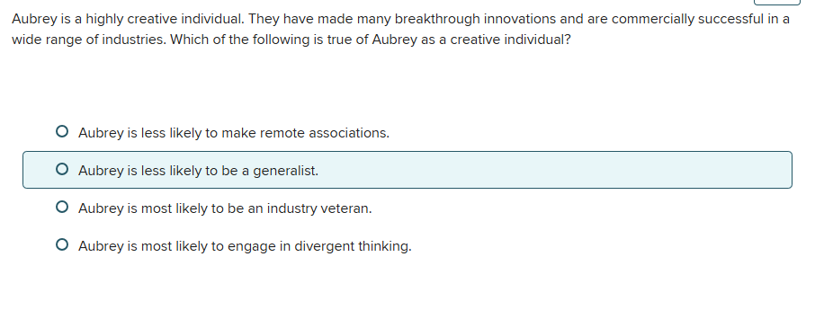 Aubrey is a highly creative individual. They have