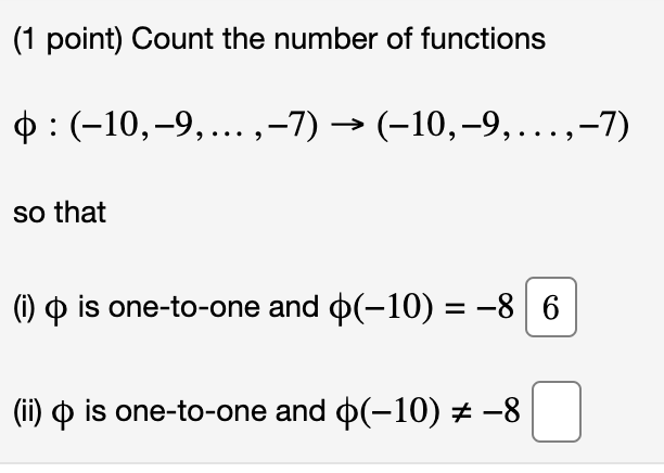 Count the number of functions \ phi : ( 1 0 , 9 ,