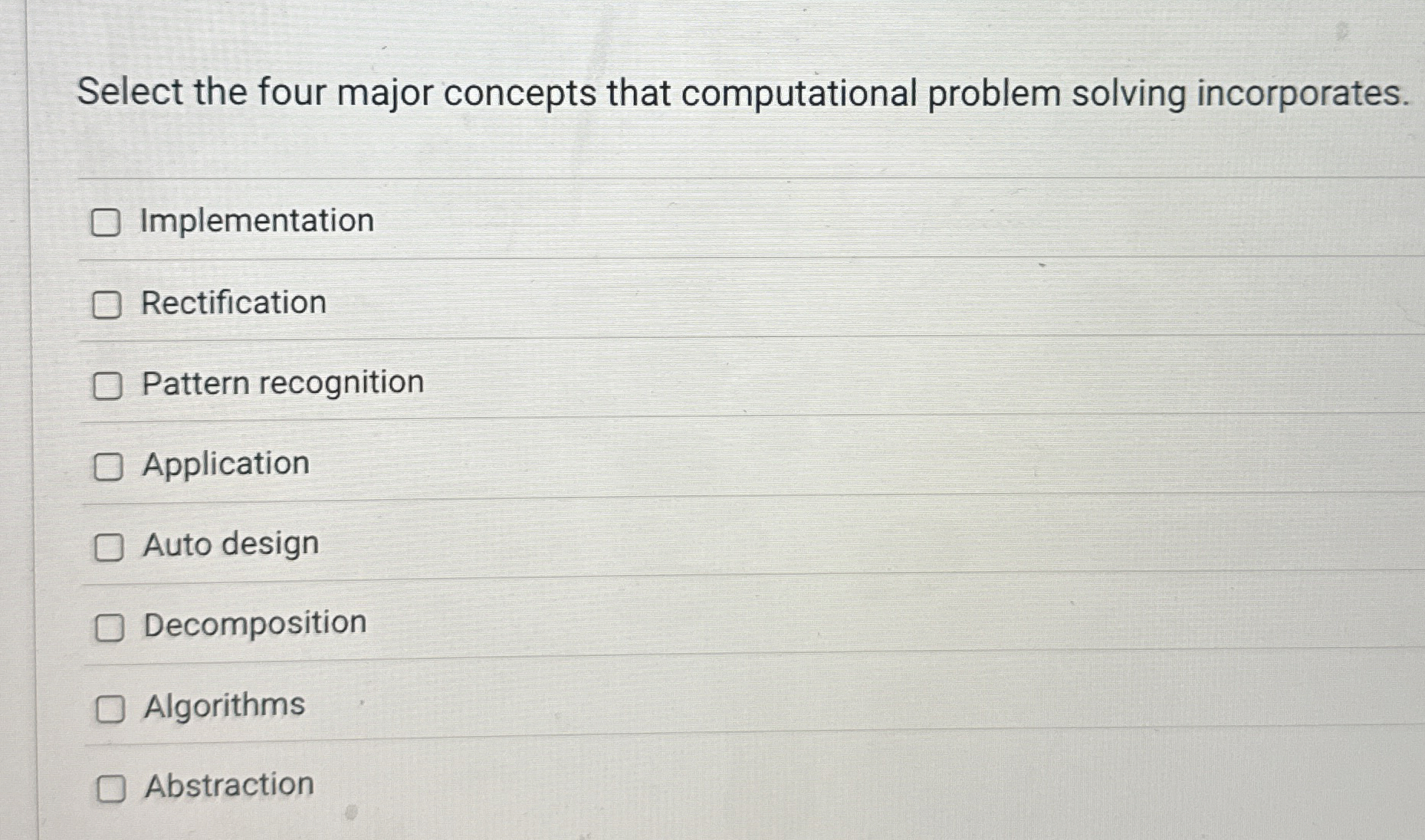 Select the four major concepts that computational