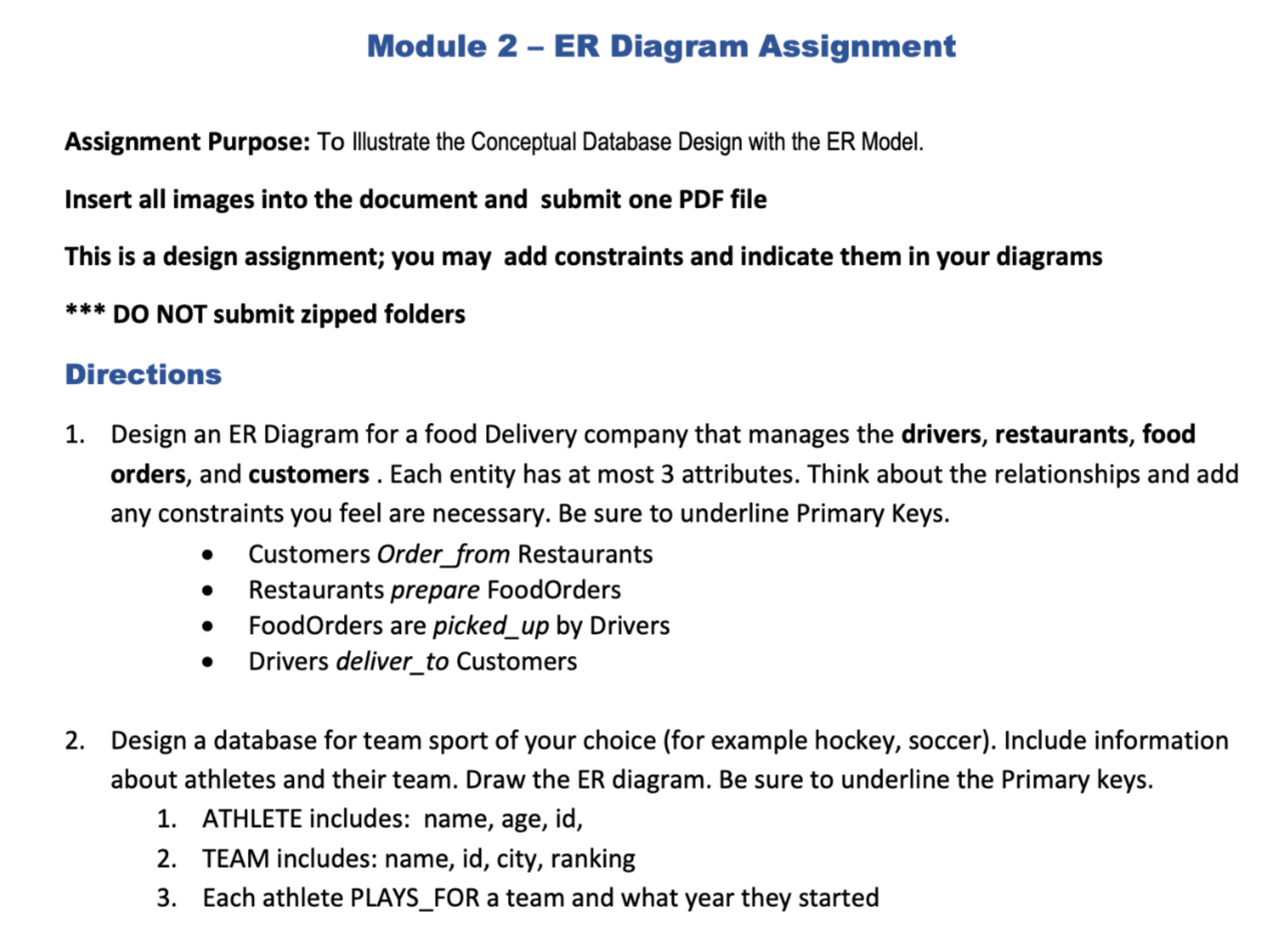Module 2 - ER Diagram Assignment Assignment