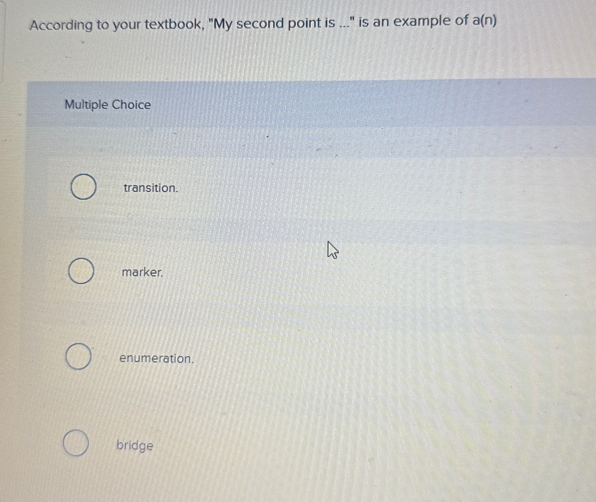 According to your textbook, " My second point is