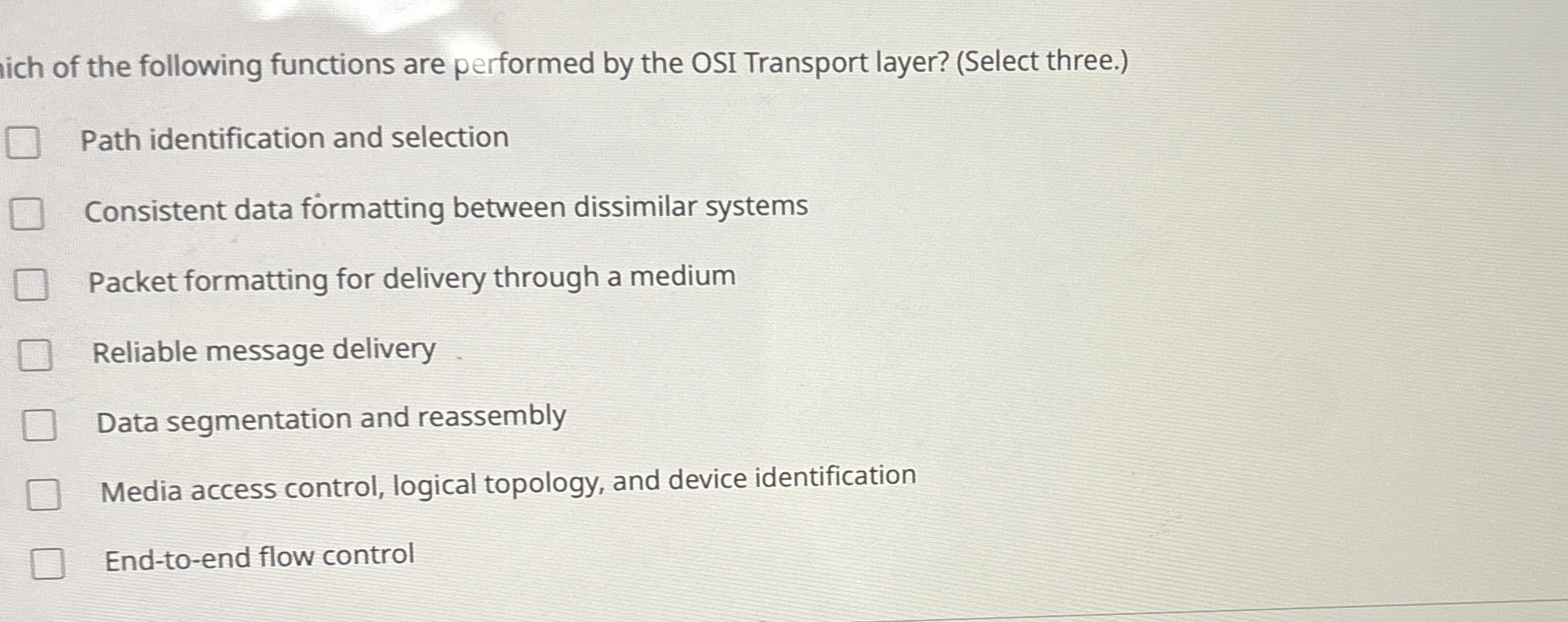 ich of the following functions are performed by