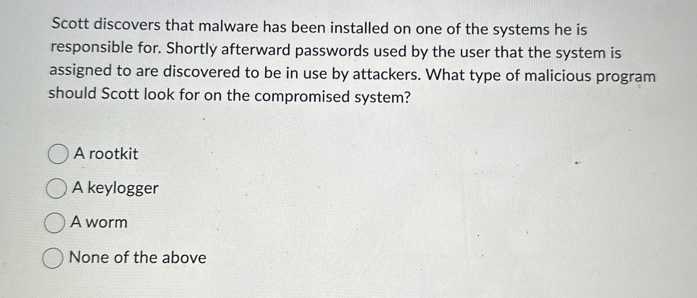 Scott discovers that malware has been installed