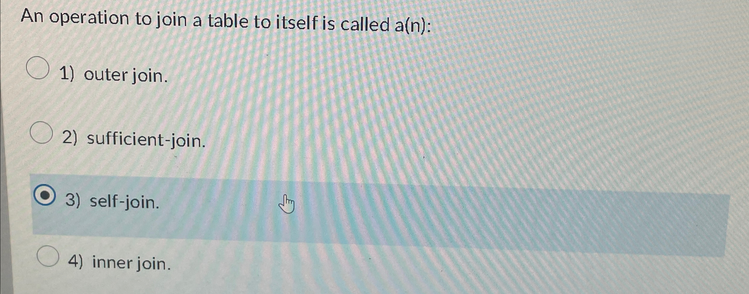 An operation to join a table to itself is called