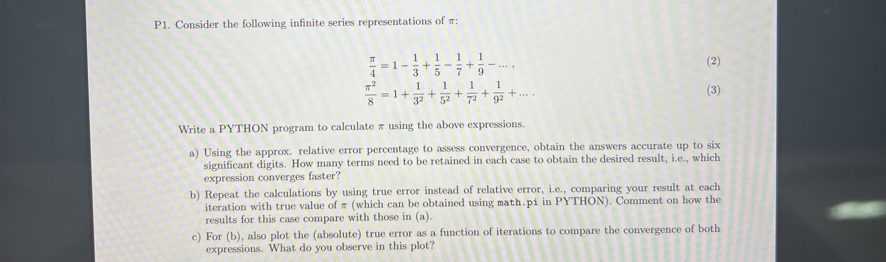 P 1 . Consider the following infinite series