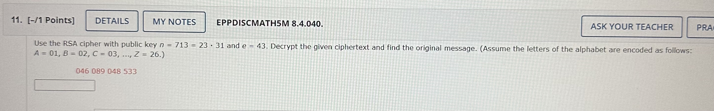 [ - / 1 Points ] EPPDISCMATH 5 M 8 . 4 . 0 4 0 .