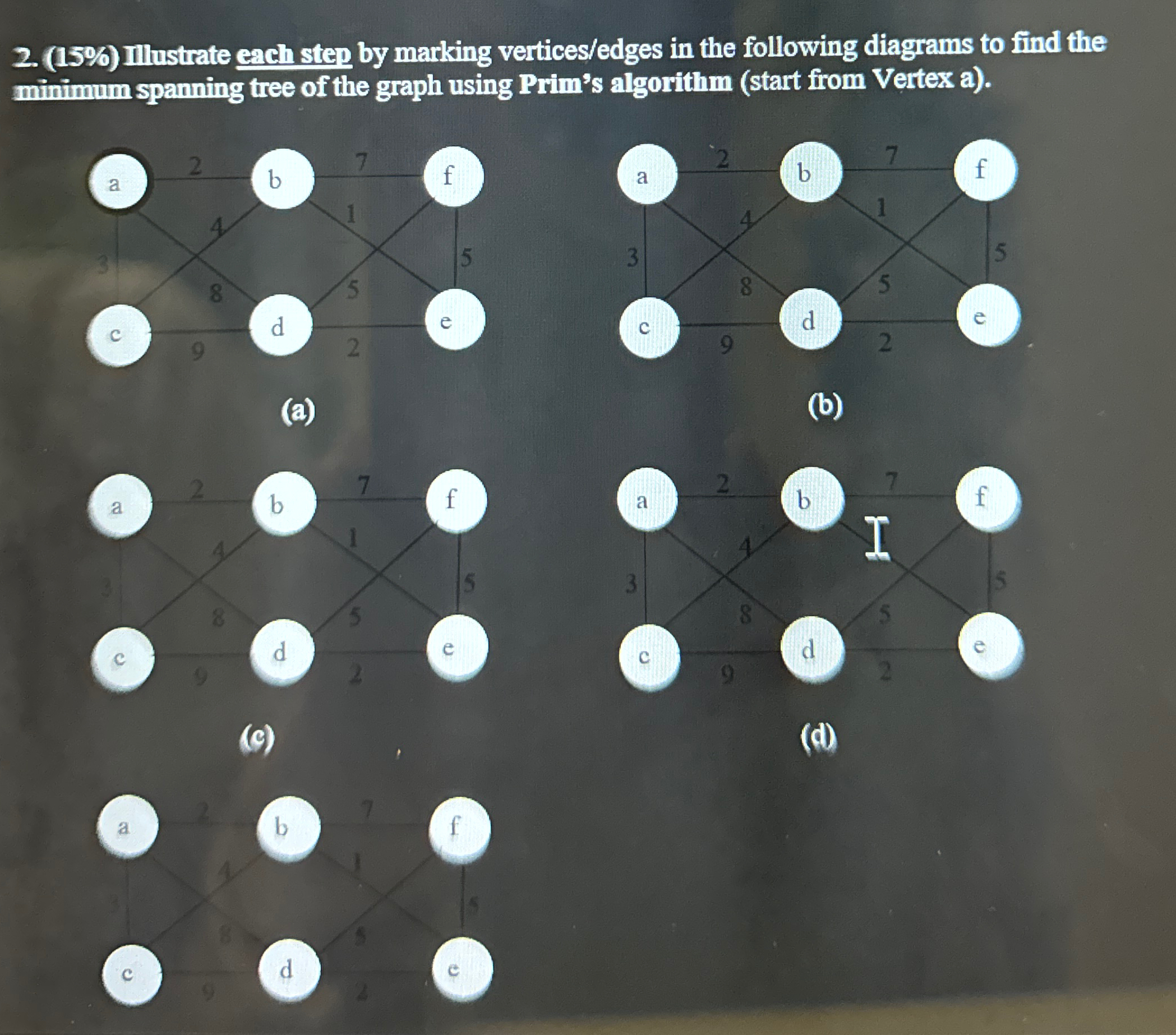 ( 1 5 % ) Illustrate each step by marking