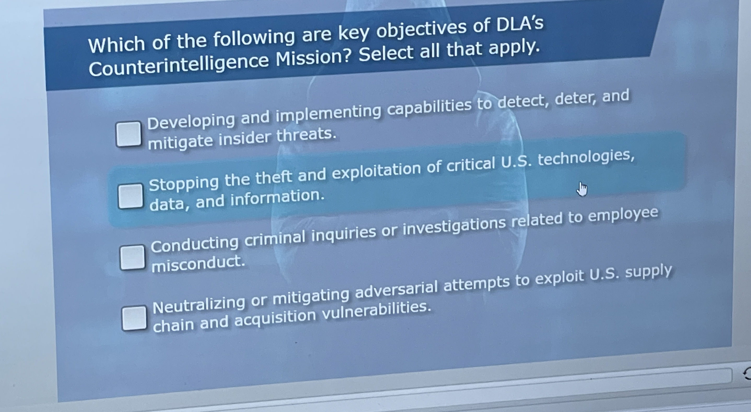 Which of the following are key objectives of