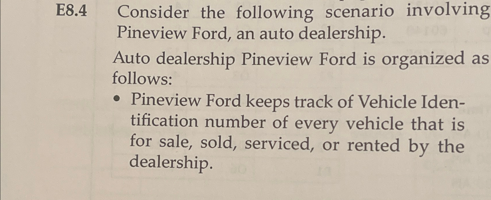 E 8 . 4 Consider the following scenario involving