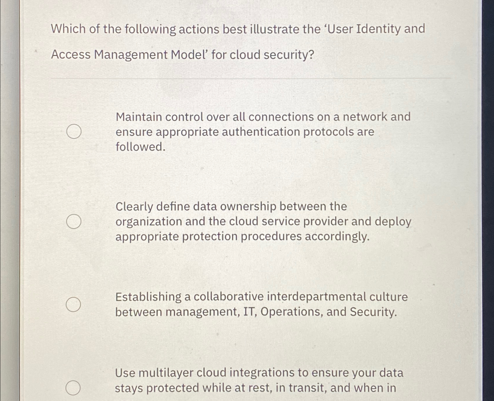 Which of the following actions best illustrate