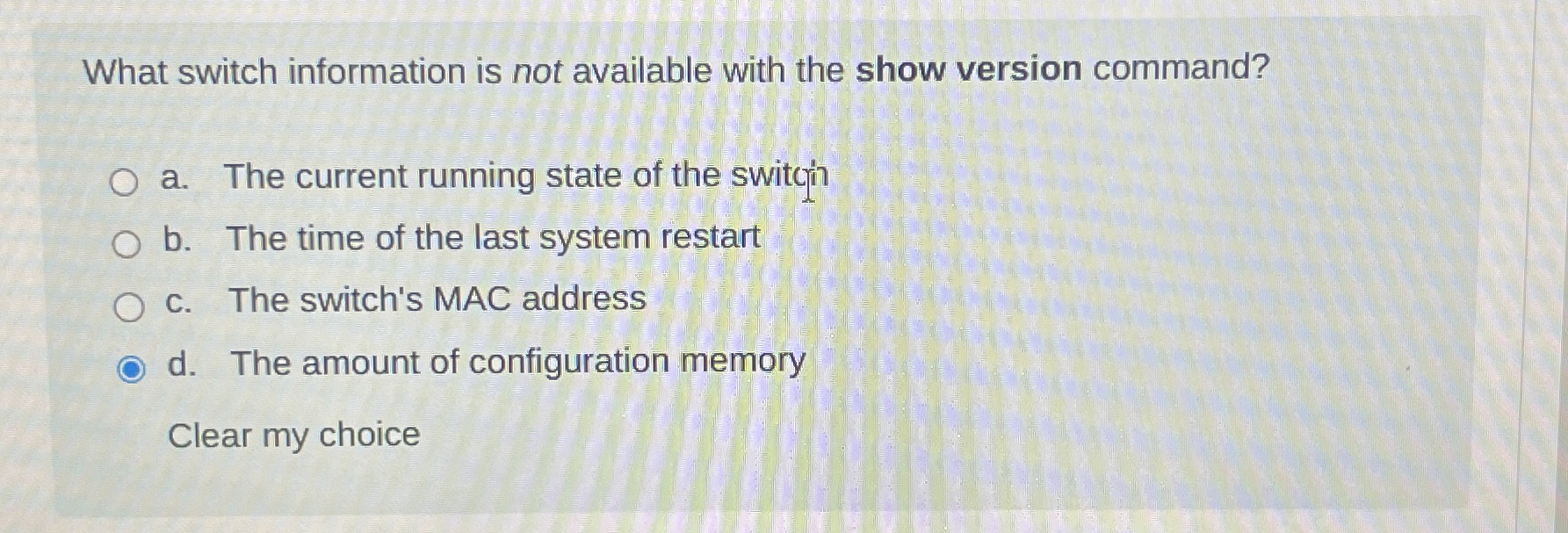 What switch information is not available with the