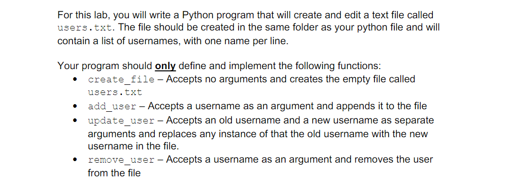 For this lab, you will write a Python program