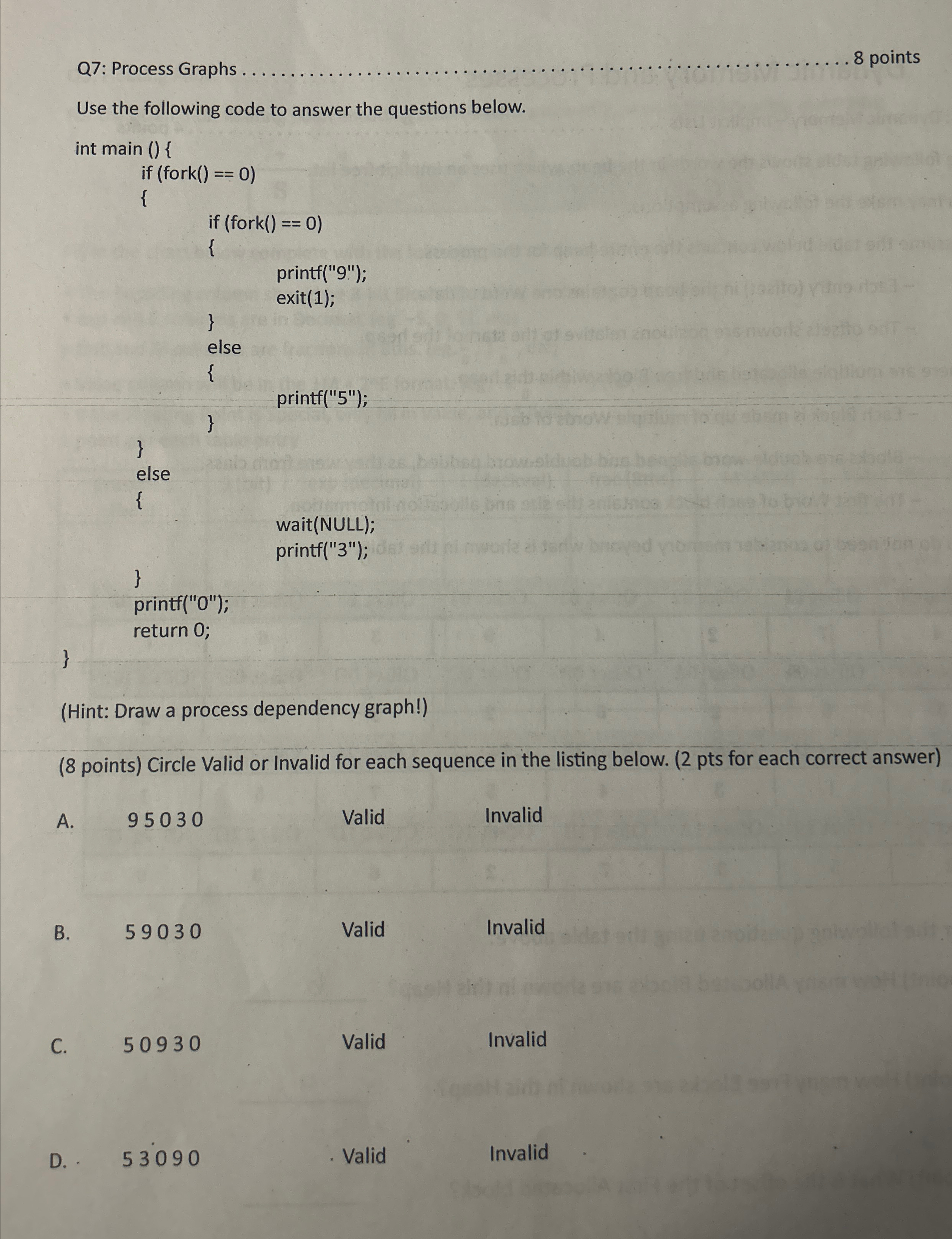 Q 7 : Process Graphs q , 8 points Use the