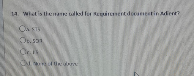 What is the name called for Requirement document