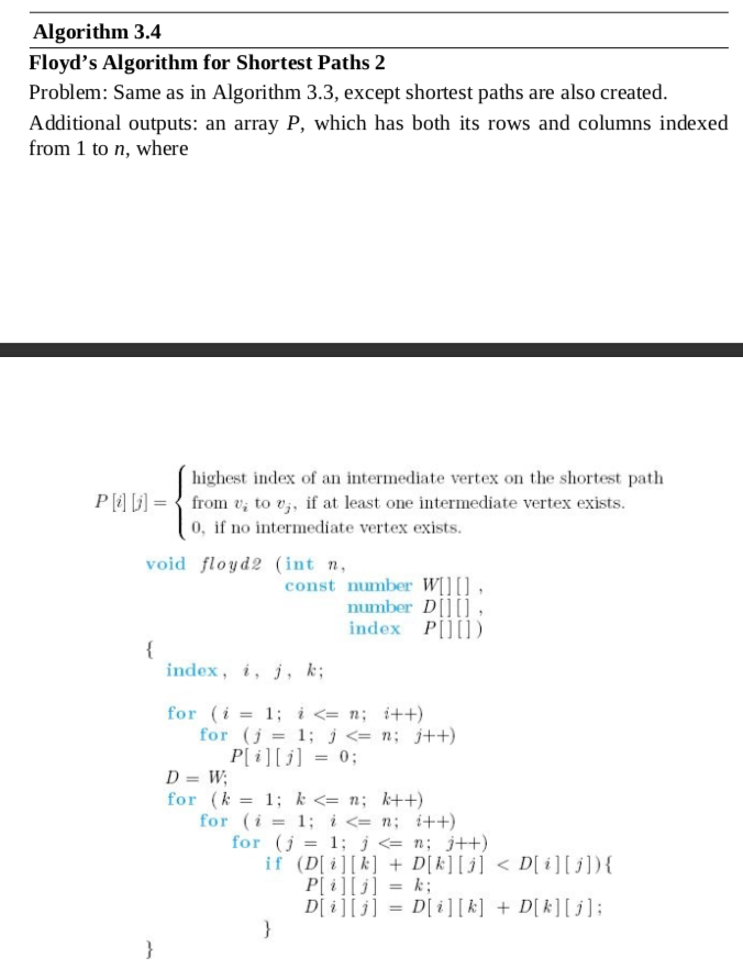 Algorithm 3 . 4 Floyd's Algorithm for Shortest