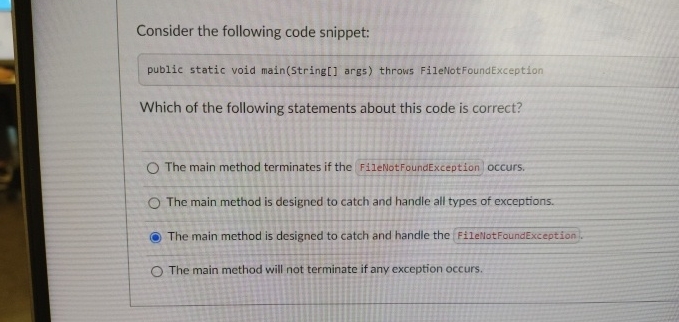 Consider the following code snippet: public