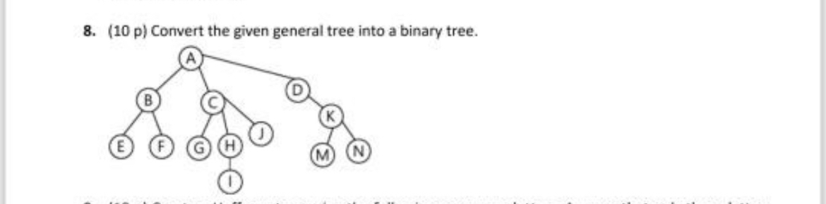 ( 1 0 p ) Convert the given general tree into a