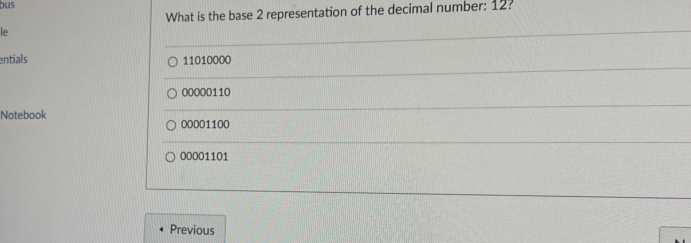 What is the base 2 representation of the decimal