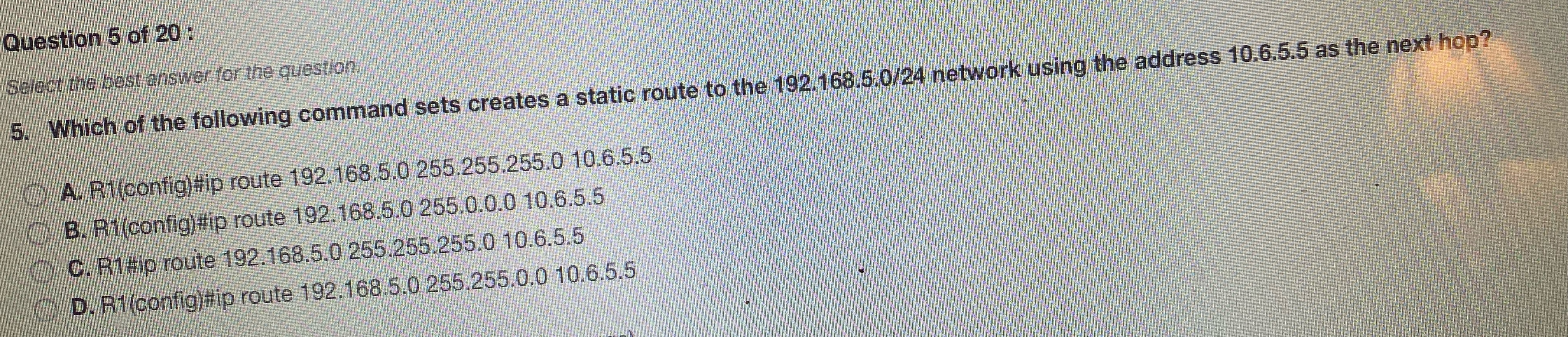 Which of the following command sets creates a