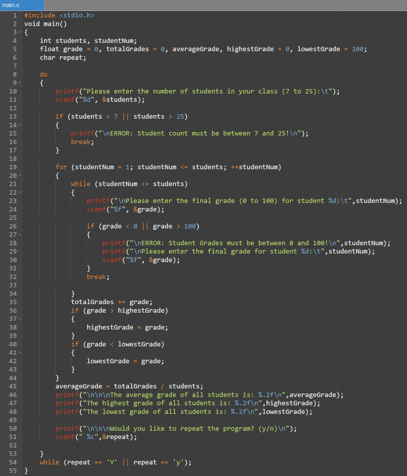Please provide a flowchart for the following " C
