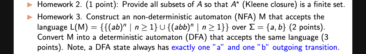 Provide all subsets of A so that A * * ( Kleene