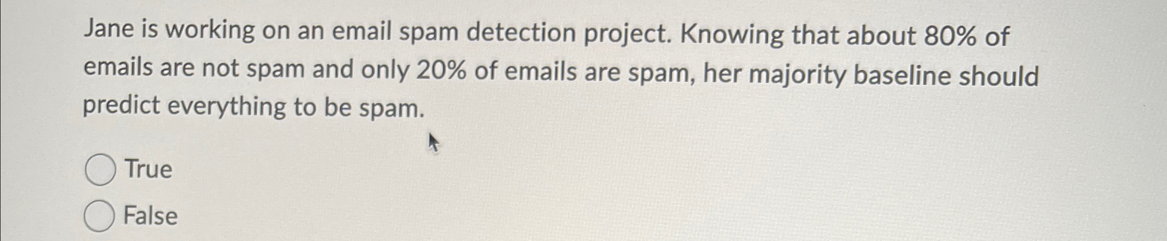 Jane is working on an email spam detection