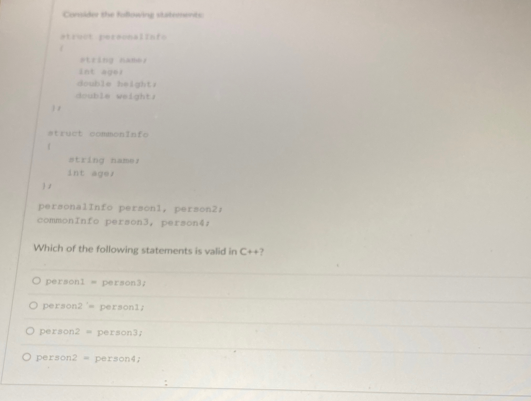 Which of the following statements is valid in C +