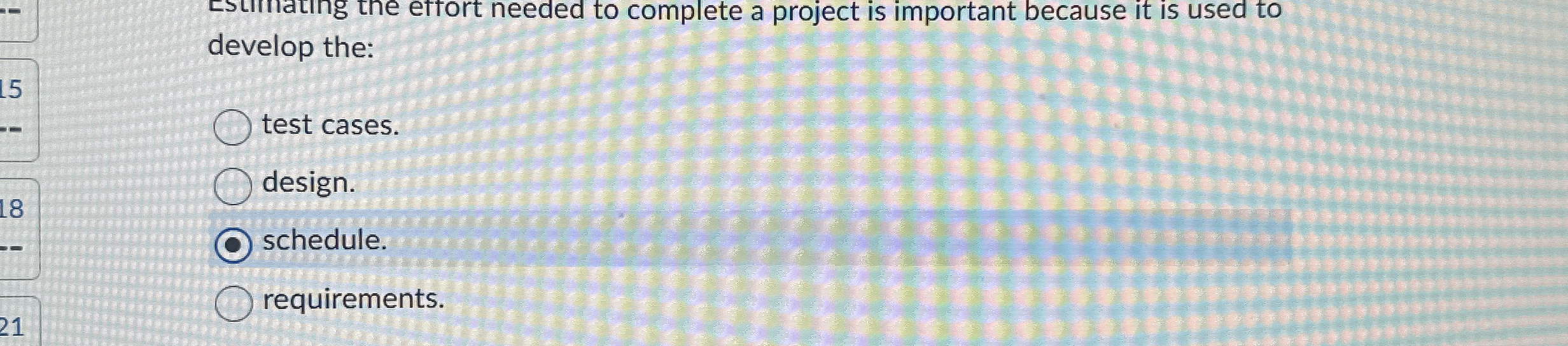 cstmating the etfort needed to complete a project