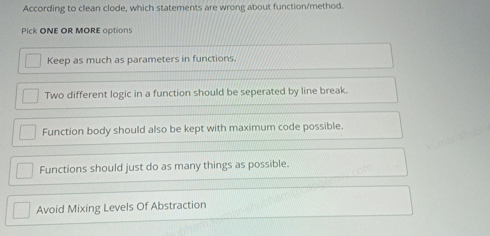 According to clean clode, which statements are