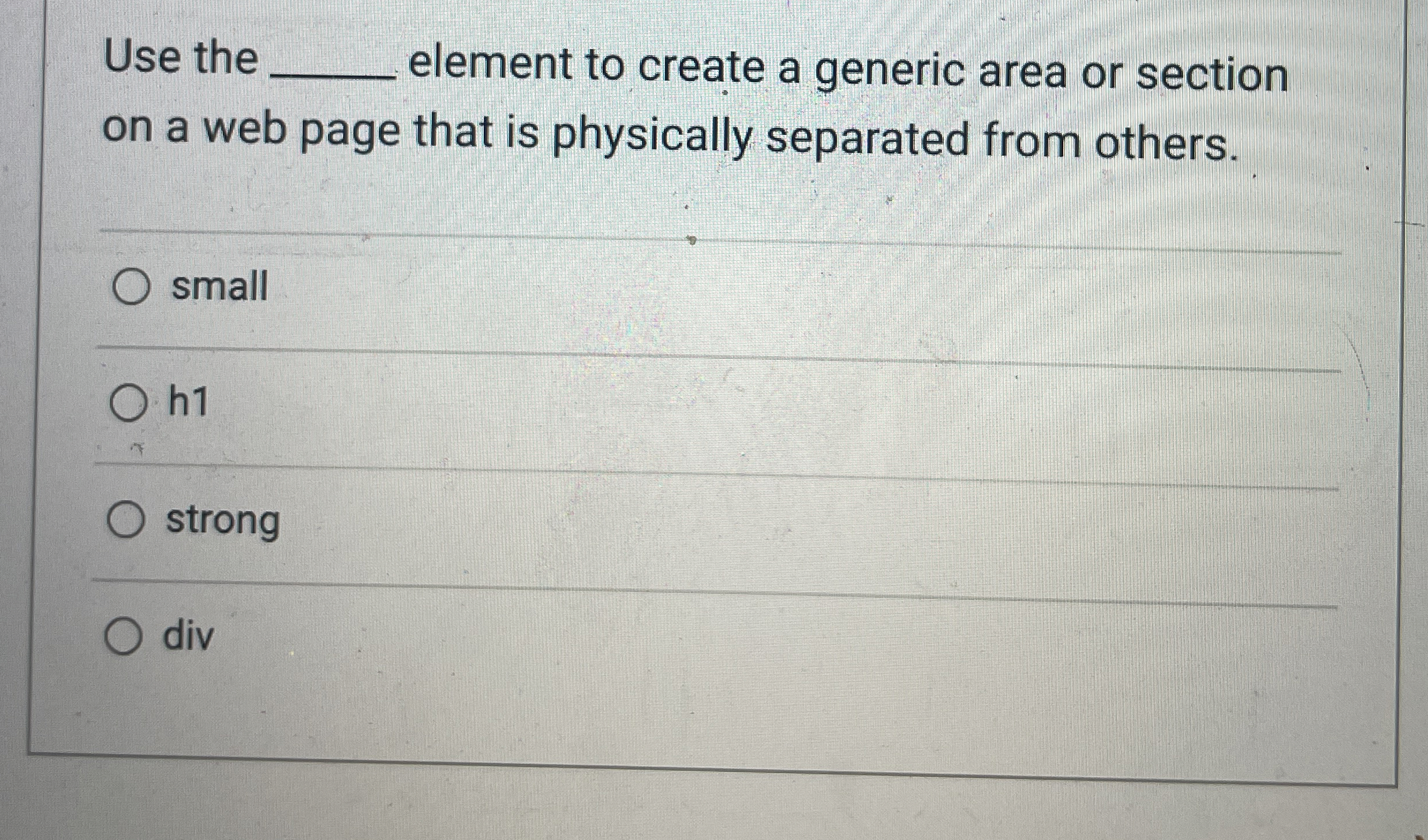 Use the element to create a generic area or