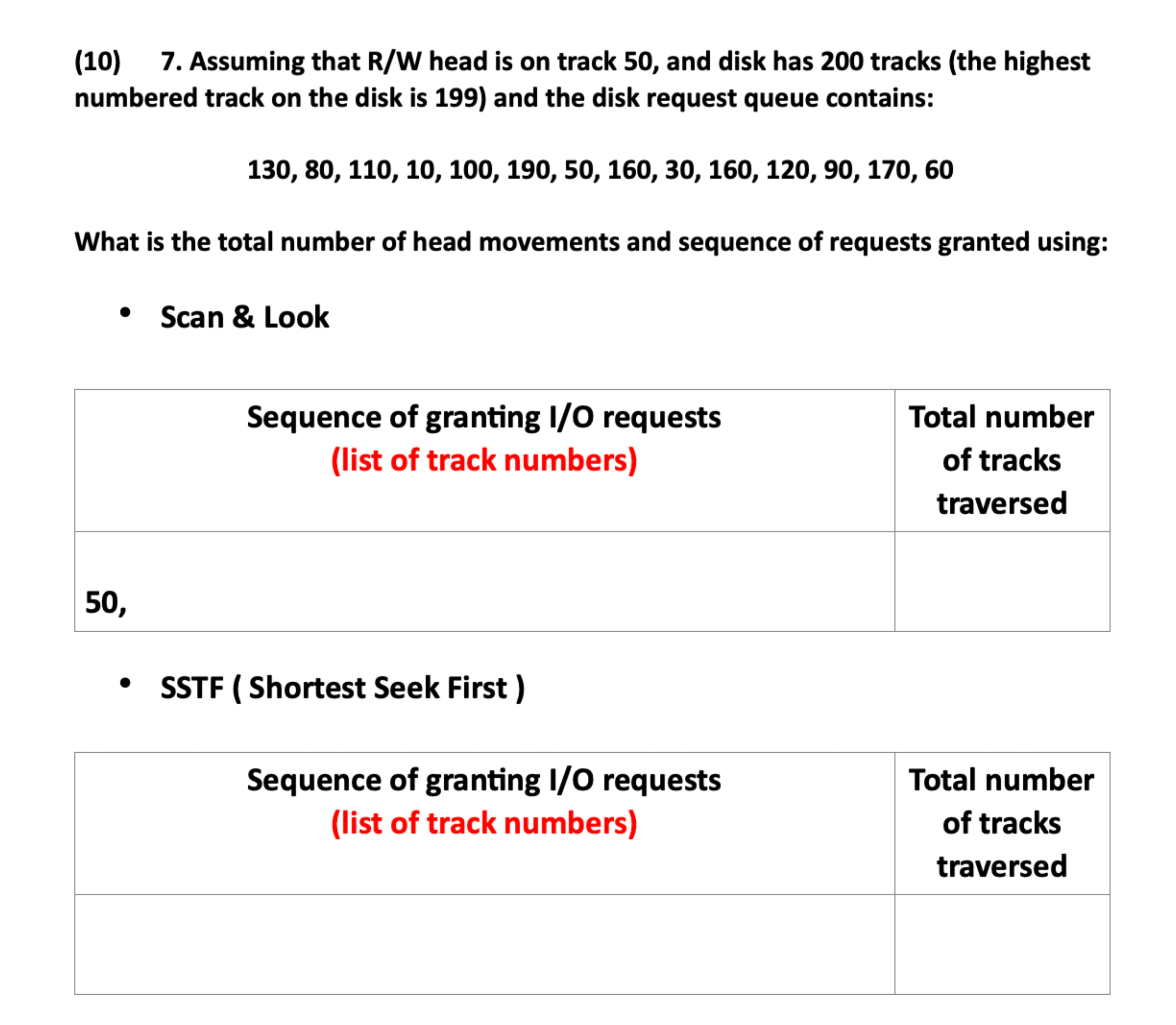 ( 1 0 ) 7 . Assuming that R / W head is on track