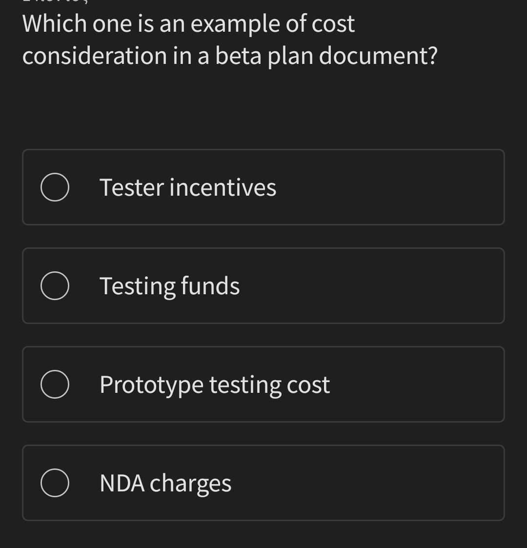 Which one is an example of cost consideration in