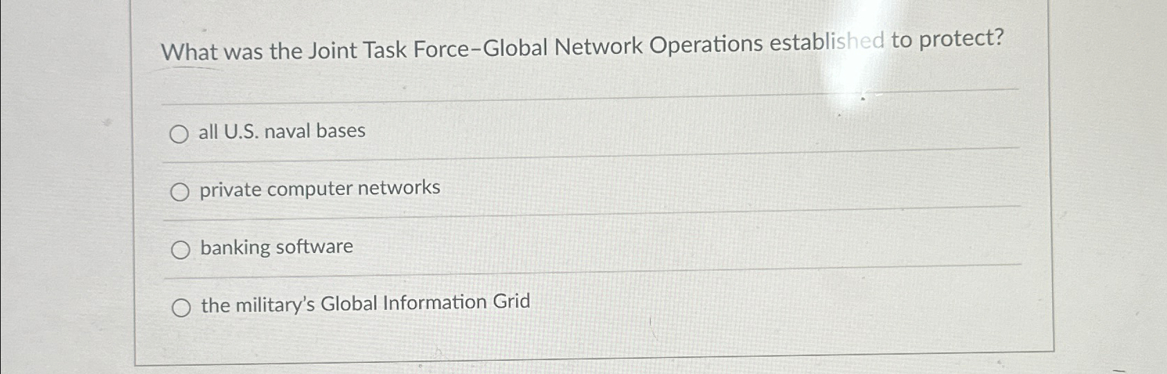 What was the Joint Task Force - Global Network