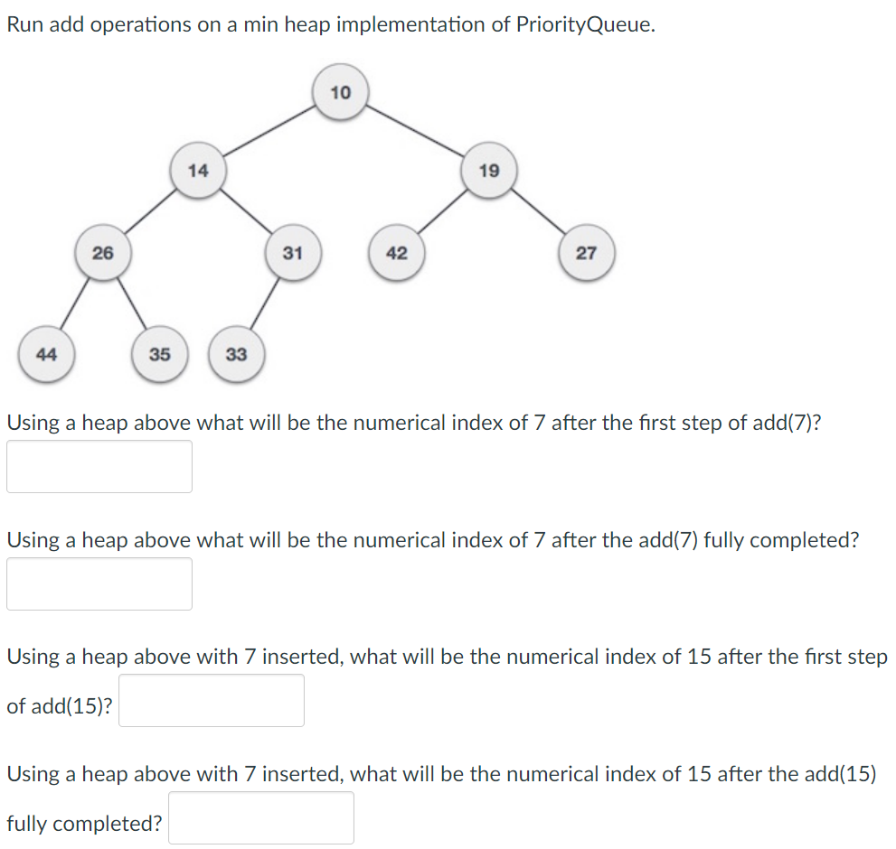 Run add operations on a min heap implementation