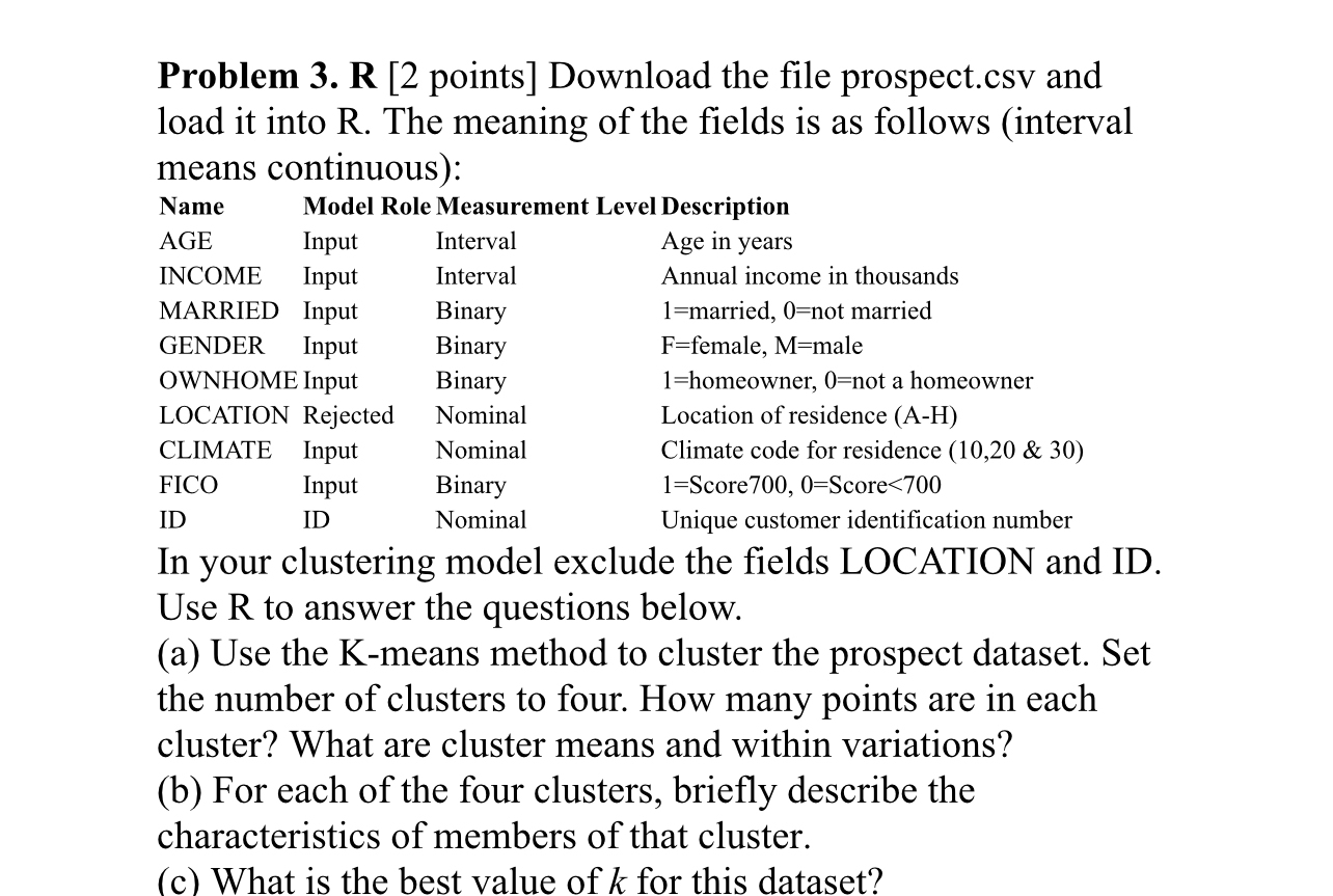 Problem 3 . R [ 2 points ] Download the file