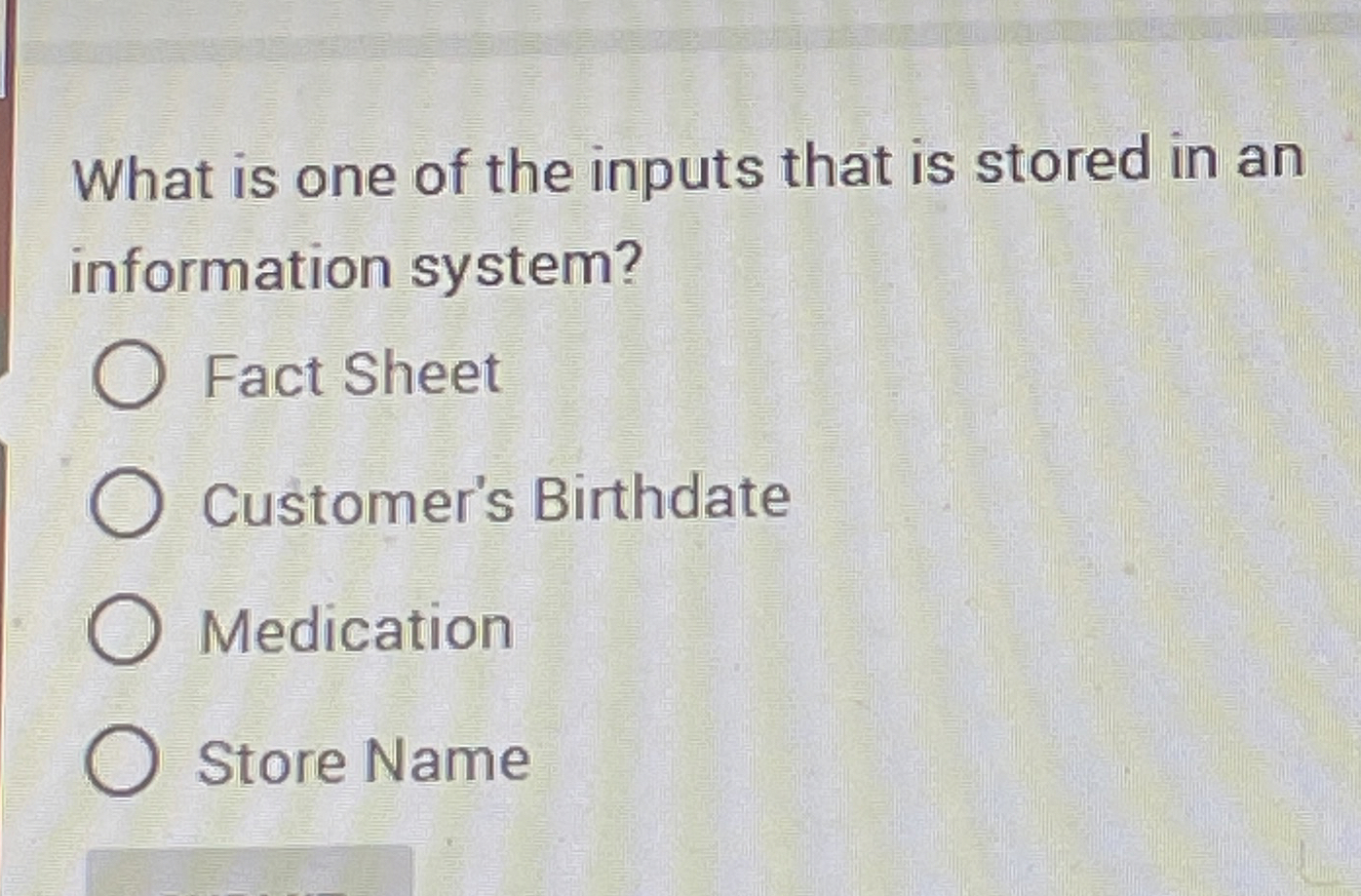 What is one of the inputs that is stored in an