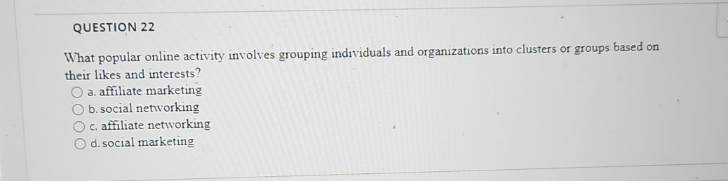 QUESTION 2 2 What popular online activity