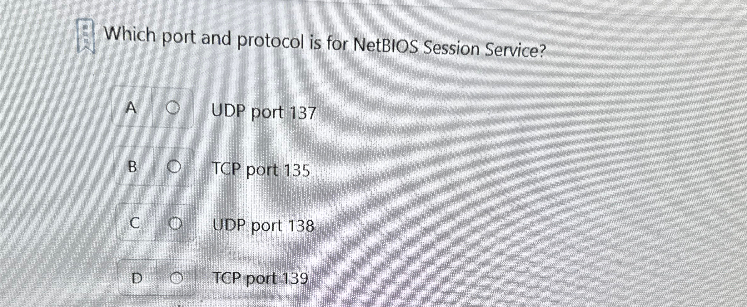 Which port and protocol is for NetBIOS Session