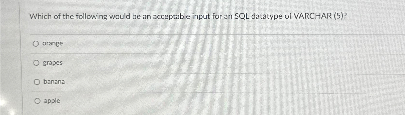 Which of the following would be an acceptable
