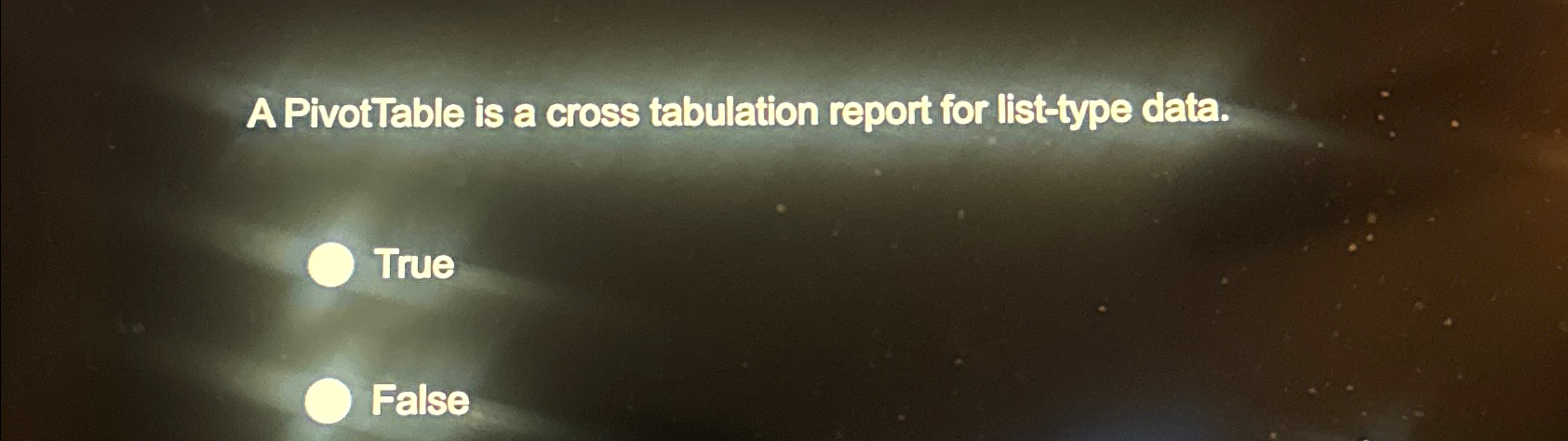 A Pivotrable is a cross tabulation report for