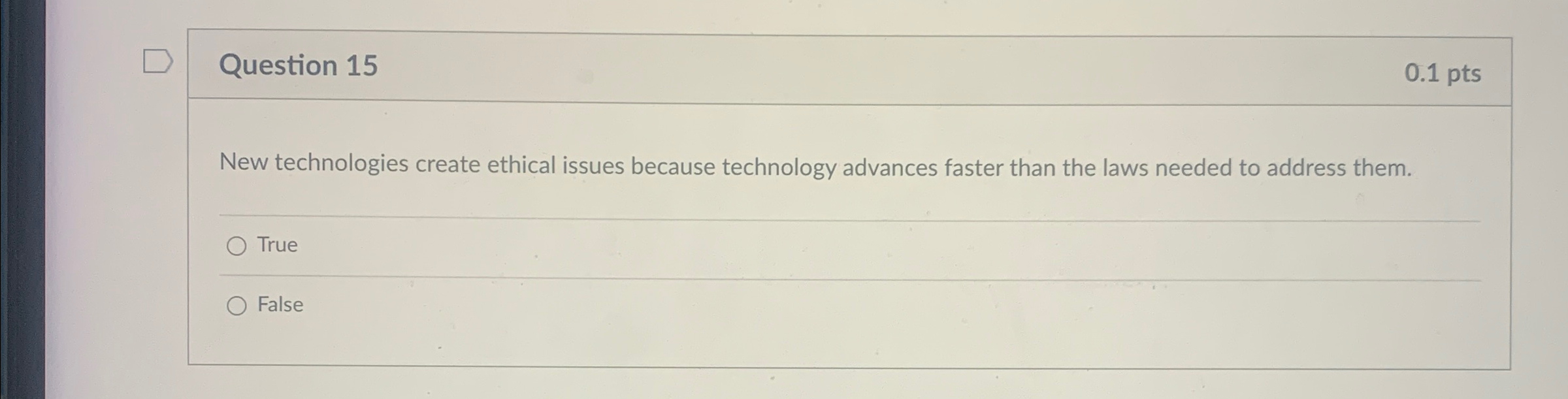 Question 1 5 0 . 1 p t s New technologies create