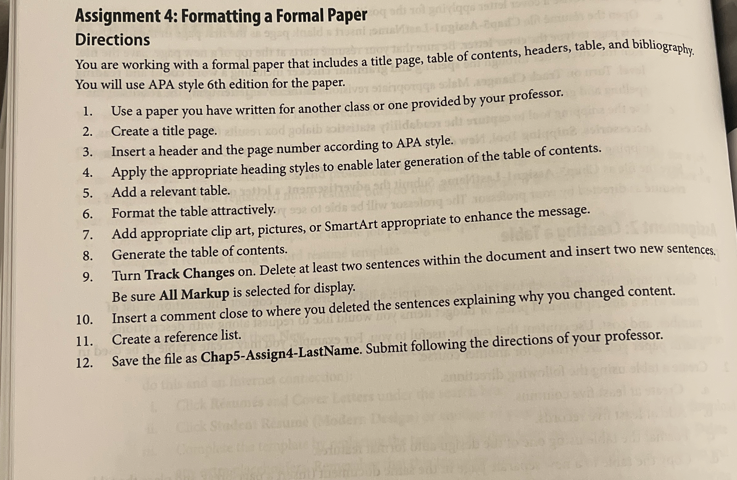 Assignment 4 : Formatting a Formal Paper