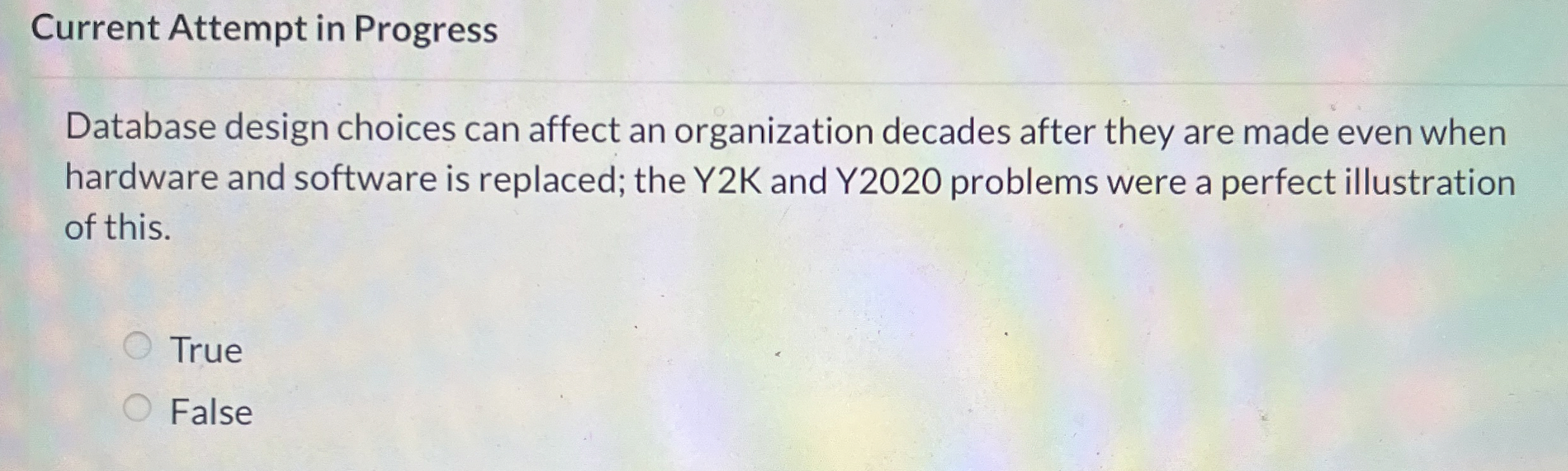 Current Attempt in Progress Database design