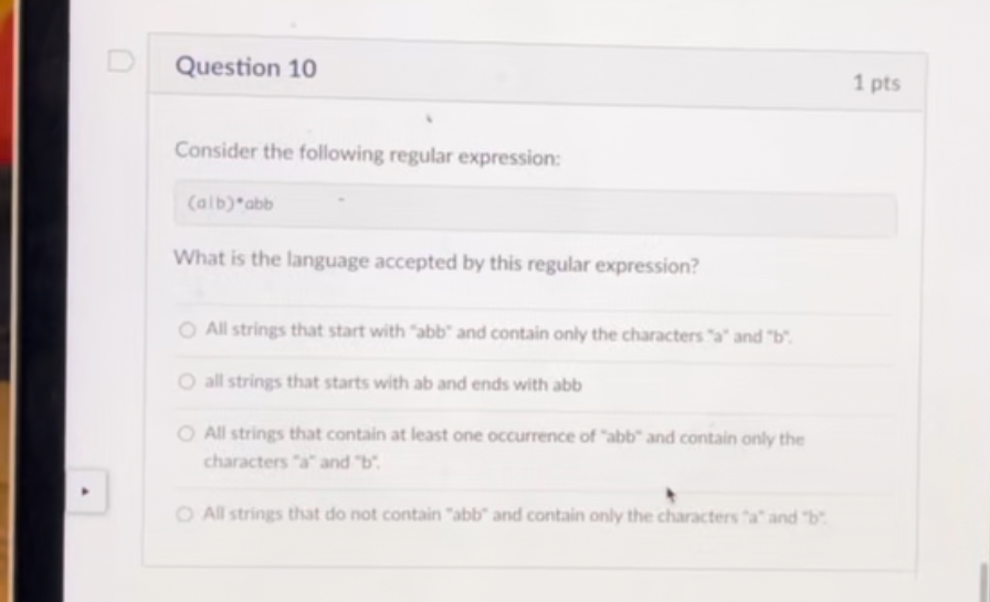 Consider the following regular expression: ( alb