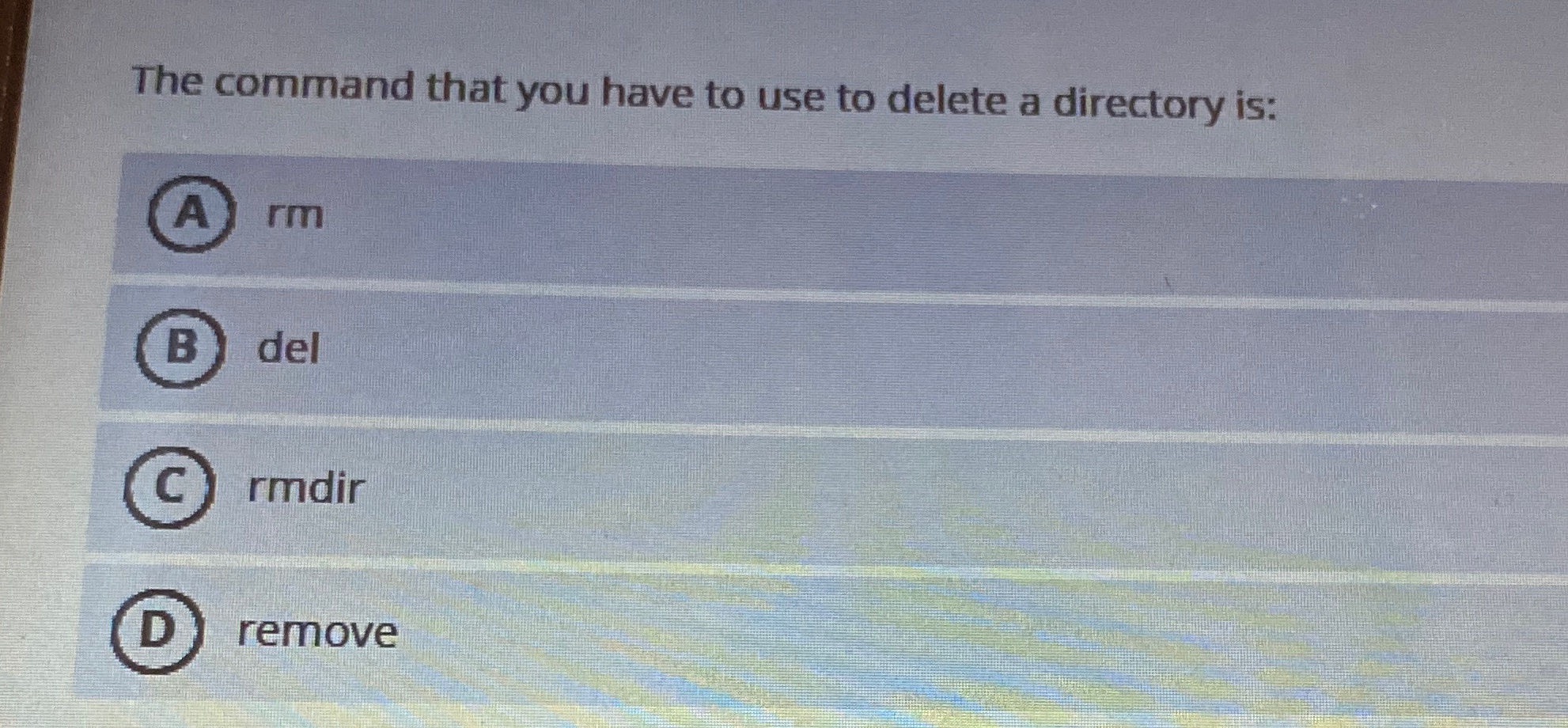 The command that you have to use to delete a