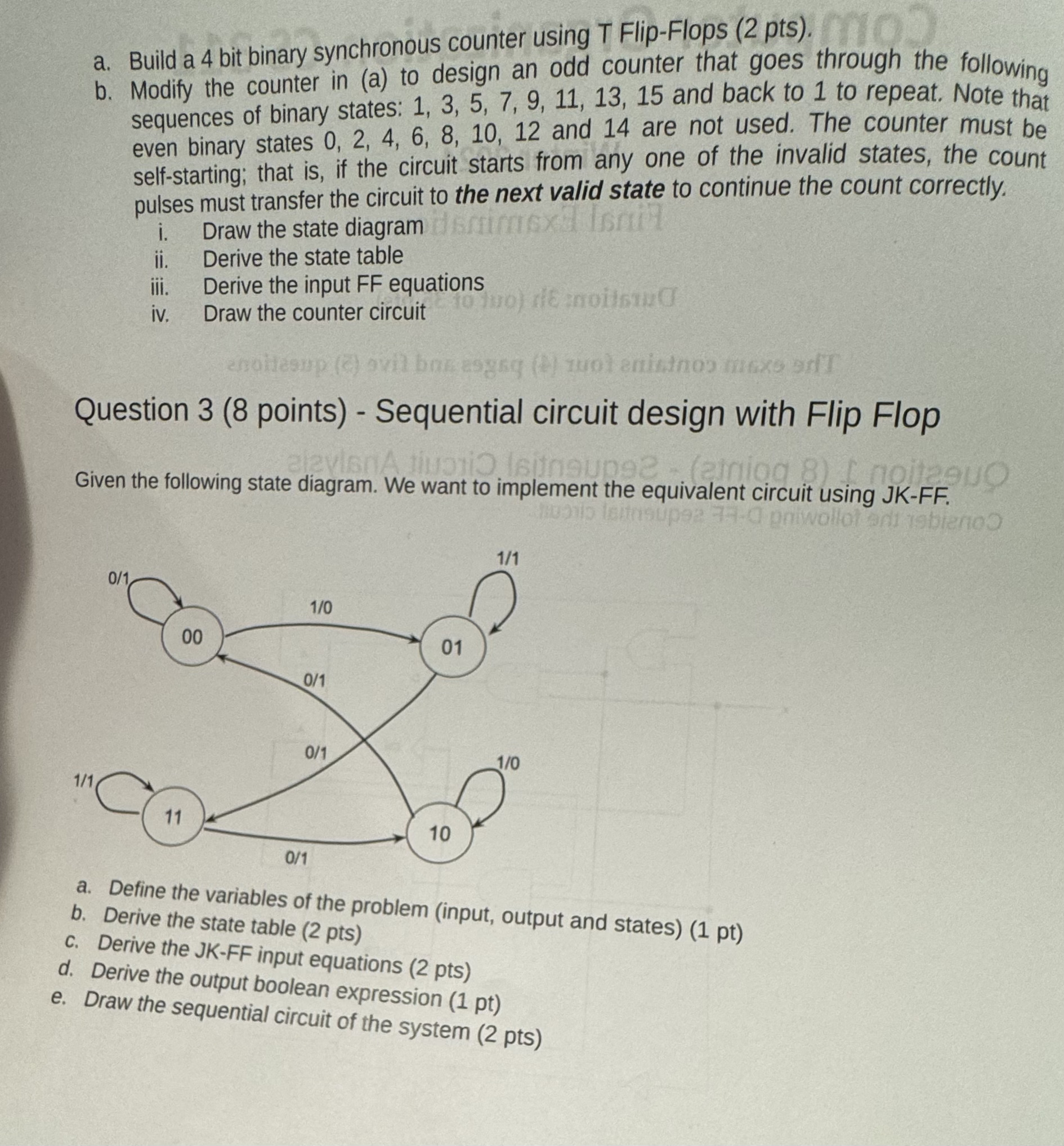 a . Build a 4 bit binary synchronous counter