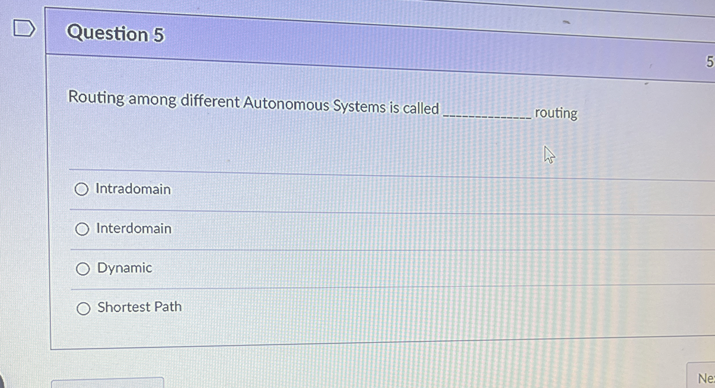 Question 5 Routing among different Autonomous